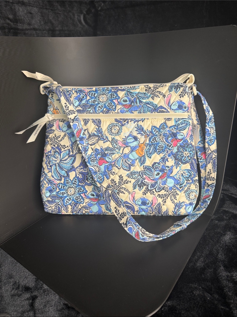 Vera Bradley Disney stitch leafy blooms original zip hipster with Cream Base
